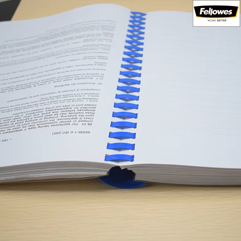 Set 100 spire inele plastic 10 mm albastru pentru legat documente A4 pana la 55 coli ambalaj economic Fellowes [2]