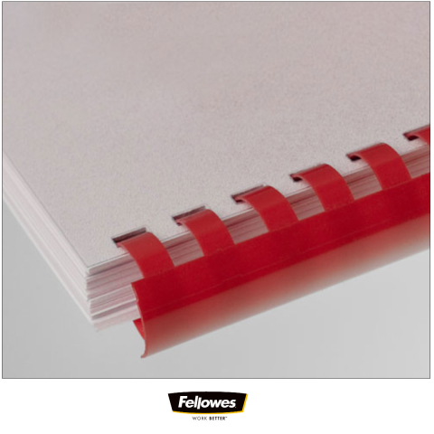 Set 100 spire inele plastic 10 mm rosu pentru legat documente A4 pana la 55 coli ambalaj economic Fellowes [4]
