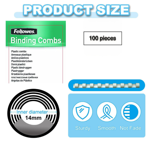 Set 100 spire inele plastic 14 mm alb pentru legat documente A4 pana la 100 coli ambalaj economic Fellowes [1]