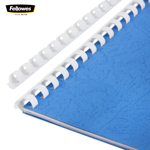Set 100 spire inele plastic 19 mm alb pentru legat documente A4 pana la 150 coli ambalaj economic Fellowes [3]