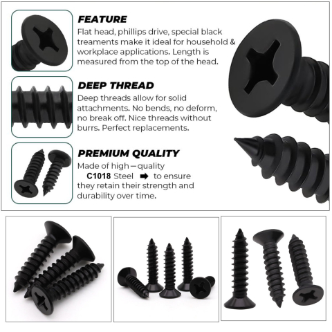 Set 100 Suruburi Autofiletante pentru Gips-Carton, 3.5 x 25 mm, Profile Metalice si Lemn, Otel Fosfatat, Filet Fin [3]