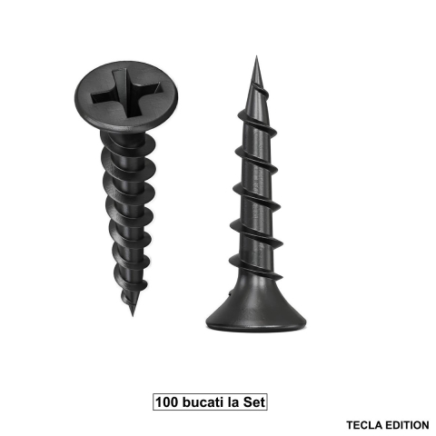 Pentru structura din lemn - Set 100 Suruburi autofiletante pentru gips-carton, 3.5x35 mm, filet rapid pentru lemn, cap inecat PH2, otel fosfatat