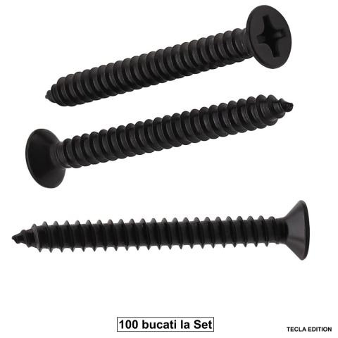 Pentru structura metalica ( profiluri ) - Set 100 Suruburi Autofiletante pentru Gips-Carton, 3.5x55mm, Filet Fin, Cap Inecat, pentru Aplicatii Speciale si Structuri Groase, Otel Fosfatat