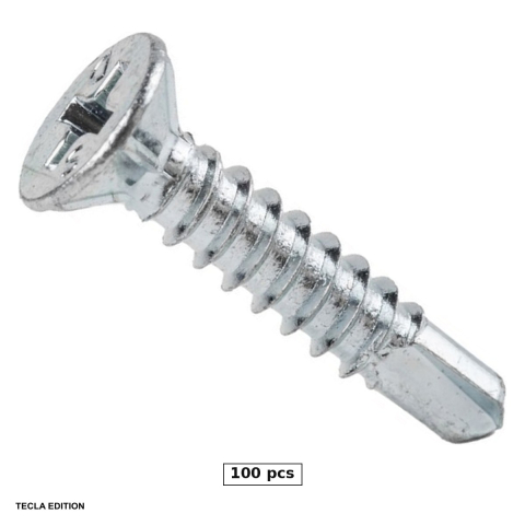 Suruburi, dibluri si accesorii prindere - Set 100 suruburi autoforante cap inecat DIN 7504P, 3.9x25 mm, amprenta PH2/PZ2, zincate alb, prind tabla pe suport metalic fara sa fie nevoie de gaura data in prealabil