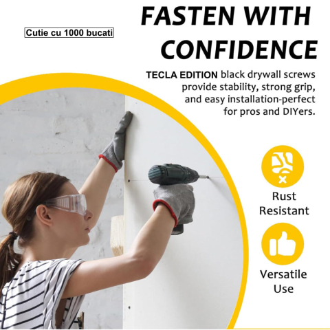 Set 1000 Suruburi autofiletante pentru gips-carton, 4.2x70 mm, filet rapid pentru lemn, cap inecat PH2, otel fosfatat [5]