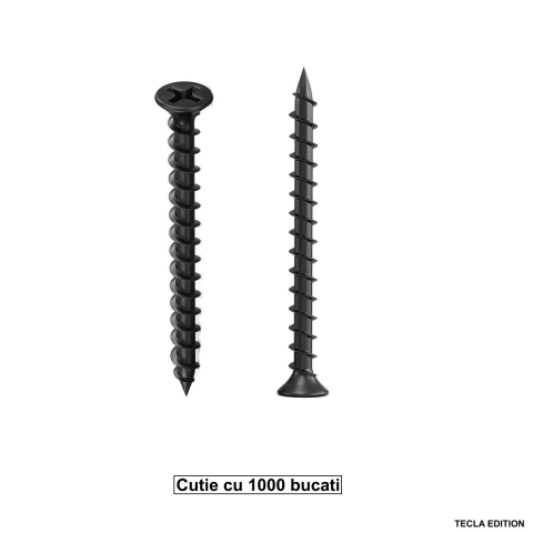 Pentru structura din lemn - Set 1000 Suruburi autofiletante pentru gips-carton, 4.2x70 mm, filet rapid pentru lemn, cap inecat PH2, otel fosfatat