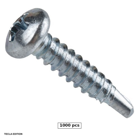 Suruburi, dibluri si accesorii prindere - Set 1000 suruburi autoforante cap bombat cruce DIN 7504N, 3.5x9.5 mm, zincate alb, prind tabla pe suport metalic fara sa fie nevoie de gaura data in prealabil