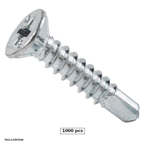 Suruburi, dibluri si accesorii prindere - Set 1000 suruburi autoforante cap inecat DIN 7504P, 3.9x25 mm, amprenta PH2/PZ2, zincate alb, prind tabla pe suport metalic fara sa fie nevoie de gaura data in prealabil