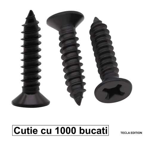 Materiale constructii - Set 1000 Suruburi Universale pentru Rigips, 3.5x25 mm, Autofiletante, pentru Profile Metalice si Structura Lemn, Cap Inecat, Otel Fosfatat