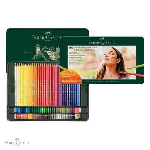 Set 102 creioane colorate Faber-Castell Polychromos, cutie metalica, pentru artisti profesionisti [3]