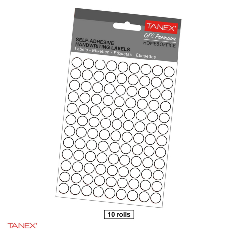 Etichete autoadezive - Set 10800 etichete autoadezive rotunde Tanex, diametru 10 mm, 10 seturi, albe