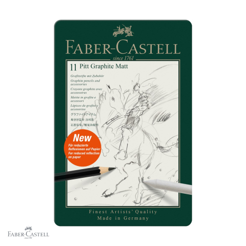 Creioane si ascutitori - Set 11 creioane grafit mat Faber-Castell Pitt, ultra-mat, pentru desen si schite profesionale