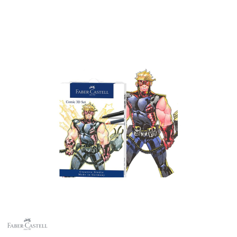 Set 11 piese Pitt Artist Pen Comic Faber-Castell, markere cerneala si creioane acuarela, pentru ilustratie si benzi desenate [3]