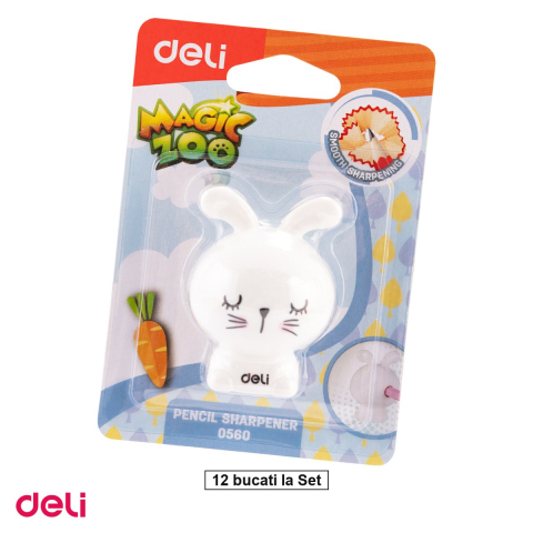 Ascutitori pentru creioane - Set 12 ascutitori Deli Container Zoo, din plastic