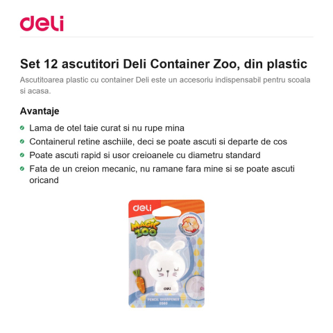 Set 12 ascutitori Deli Container Zoo, din plastic [1]