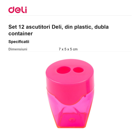 Set 12 ascutitori Deli, din plastic, dubla container [2]