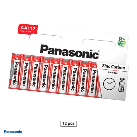 Energy - Set 12 baterii zinc carbon Panasonic AA R6, 1.5 V, 14.5 x 50.5 mm, in cutie
