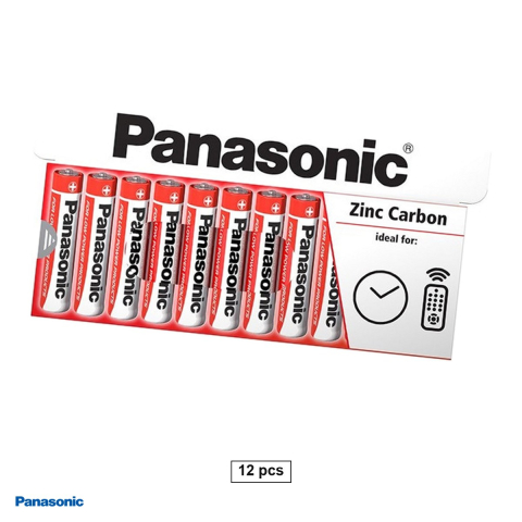 Energy - Set 12 baterii zinc carbon Panasonic AAA R03, 1.5 V, 10.5 x 44.5 mm, in cutie