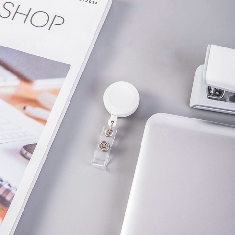 Set 12 Bucati Dispozitiv cu Snur Retractabil extensibil 80 cm, Alb - Bratara Retractabila pentru Carduri, Badge-uri si Acces [4]