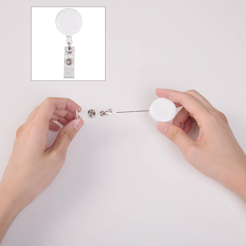 Set 12 Bucati Dispozitiv cu Snur Retractabil extensibil 80 cm, Alb - Bratara Retractabila pentru Carduri, Badge-uri si Acces [2]