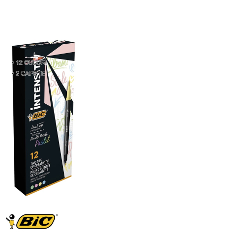 Set 12 carioci Bic Intensity Pastel, varf dublu pensula si subtire, culori pastel pentru colorat si desen [2]