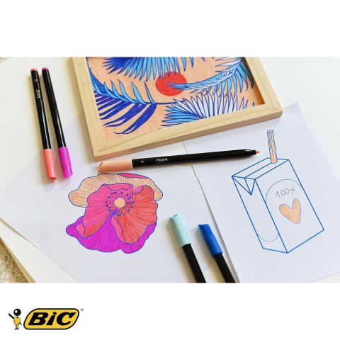 Set 12 carioci Bic Intensity, varf fin 2mm, culori vibrante, pentru desen si conturare [4]