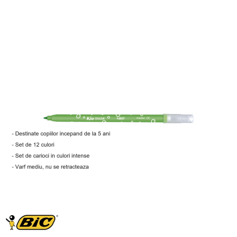 Set 12 carioci Bic Kid Couleur ultralavabile, varf mediu, pentru copii de la 5 ani [1]