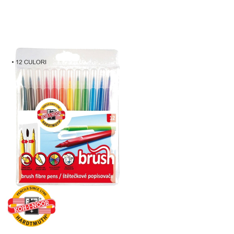Set 12 carioci cu varf pensula Koh-I-Noor, forma triunghiulara ergonomica, pentru uz scolar [2]