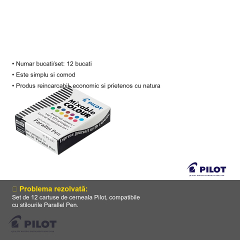 Set 12 cartuse cerneala Pilot Parallel Pen, reincarcare simpla pentru stilouri caligrafica [2]
