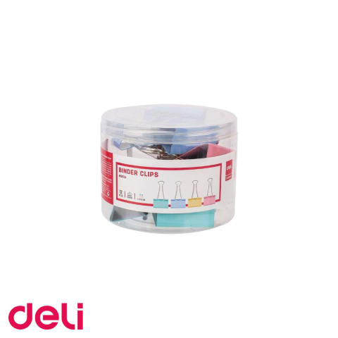 Clipsuri de birou - Set 12 clipsuri hartie colorate Deli, 51 mm, culori pastel, pentru organizare documente la birou