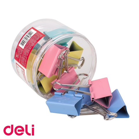 Set 12 clipsuri hartie colorate Deli, 51 mm, culori pastel, pentru organizare documente la birou [3]