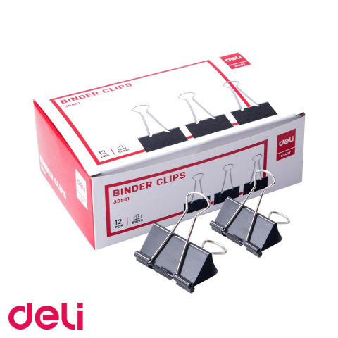 Clipsuri de birou - Set 12 clipsuri hartie Deli, 51 mm, clema nichelata, pentru organizare documente la birou
