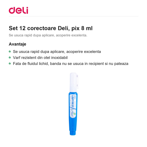 Set 12 corectoare Deli, pix 8 ml [1]