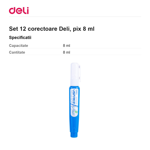 Set 12 corectoare Deli, pix 8 ml [2]