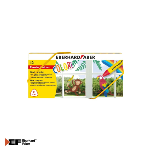 Birotica papetarie - Set 12 creioane cerate Eberhard Faber, forma triunghiulara ergonomica, pentru sticla, whiteboard si hartie