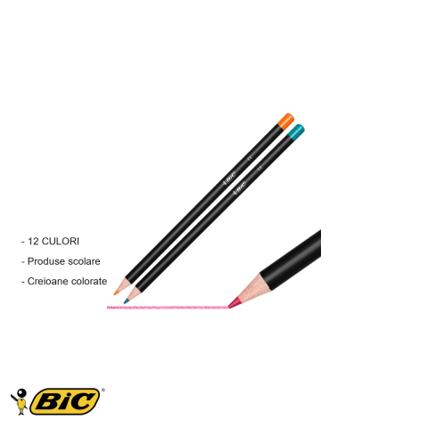Set 12 creioane colorate Bic Intensity Premium, corp triunghiular ergonomic, pentru adulti si copii [1]
