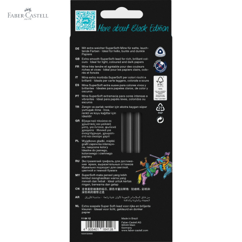 Set 12 creioane colorate Faber-Castell Black Edition, mina moale, forma triunghiulara ergonomica [4]