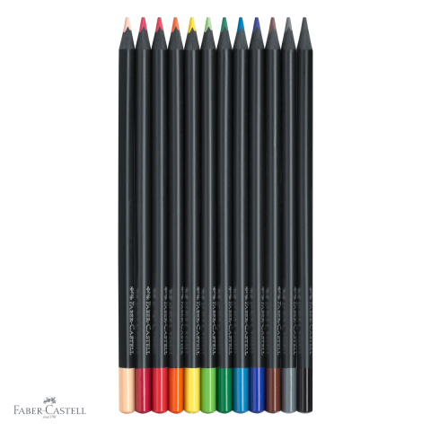 Set 12 creioane colorate Faber-Castell Black Edition, mina moale, forma triunghiulara ergonomica [3]