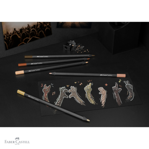 Set 12 creioane colorate Faber-Castell Black Edition, tonuri ale pielii, mina supermoale, forma ergonomica triunghiulara [3]