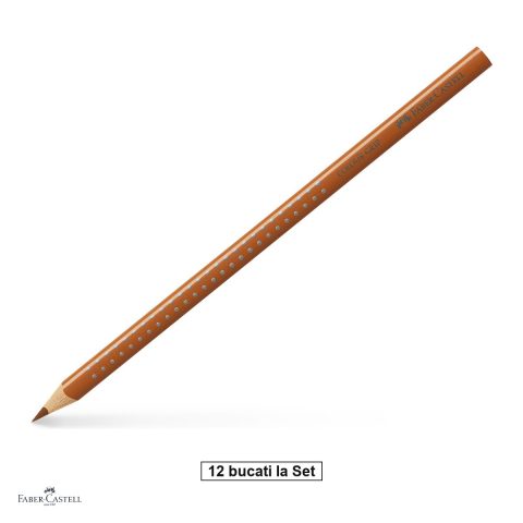 Handmade Creativ si Hobby - Set 12 creioane colorate Faber-Castell Grip, culoare ocru, forma triunghiulara ergonomica, pentru copii