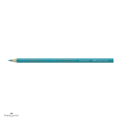 Set 12 creioane colorate Faber-Castell Grip verde cobalt, forma triunghiulara ergonomica, pentru copii [3]