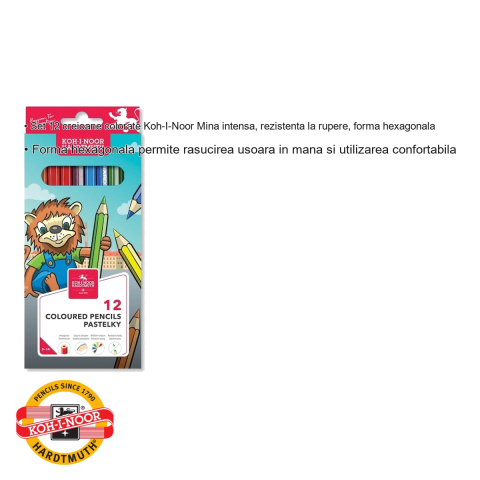 Set 12 creioane colorate Koh-I-Noor, mina 2.8mm, forma hexagonala, pentru desen si colorat [2]