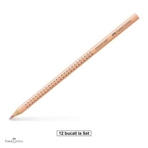 Creioane colorate - Set 12 creioane colorate triunghiulare Faber-Castell Grip, culoarea pielii deschis, ergonomic, pentru copii