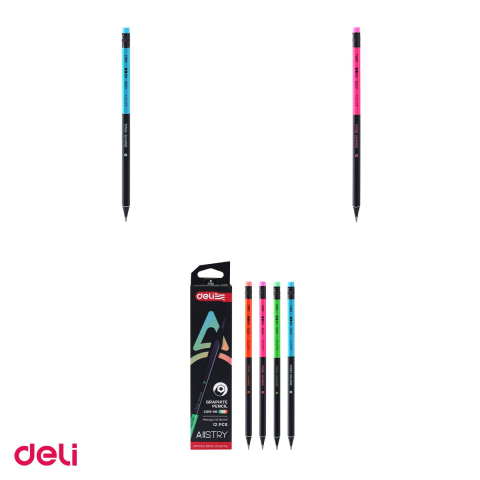 Set 12 creioane Deli Grafit Guma, din lemn, negru hb [3]