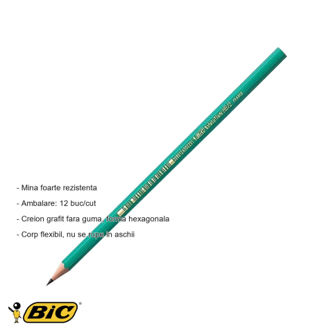 Set 12 creioane grafit Bic Evolution 650 HB, fara guma, corp flexibil hexagonal, pentru scris si desen [1]