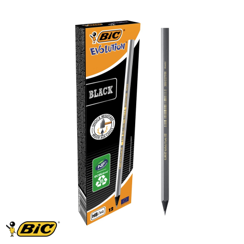 Set 12 creioane grafit Bic Evolution Black HB, fara guma, mina ultrarezistenta, pentru scris si desen [3]