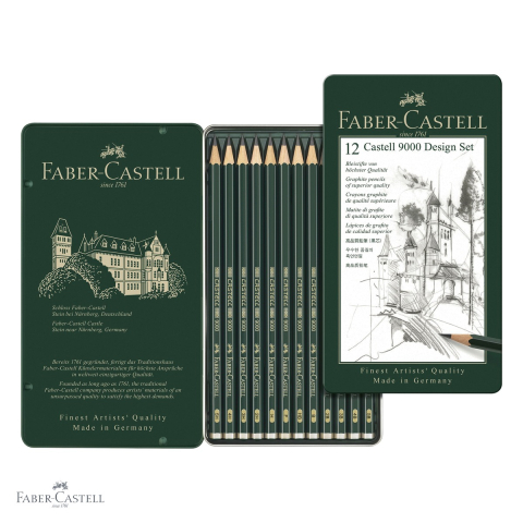 Set 12 creioane grafit Faber-Castell Castell 9000, duritate mixta, pentru desen si scriere profesionala [3]
