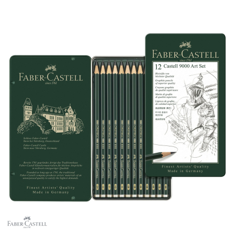 Set 12 creioane grafit Faber-Castell Castell 9000, durite asortate, pentru desen si schite profesionale [3]