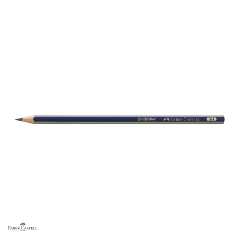 Set 12 creioane grafit Faber-Castell Goldfaber 1221, duritate 3H, fara radiera, corp hexagonal albastru cu dungi aurii, mina rezistenta la rupere (lipire SV) [3]