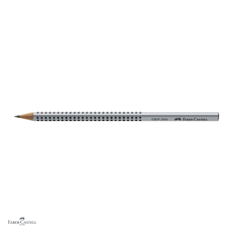 Set 12 creioane grafit Faber-Castell Grip 2001, duritate 2H, forma triunghiulara ergonomica, zona Grip antiderapanta, mina rezistenta la rupere (lipire SV), lac pe baza de apa, argintiu [3]